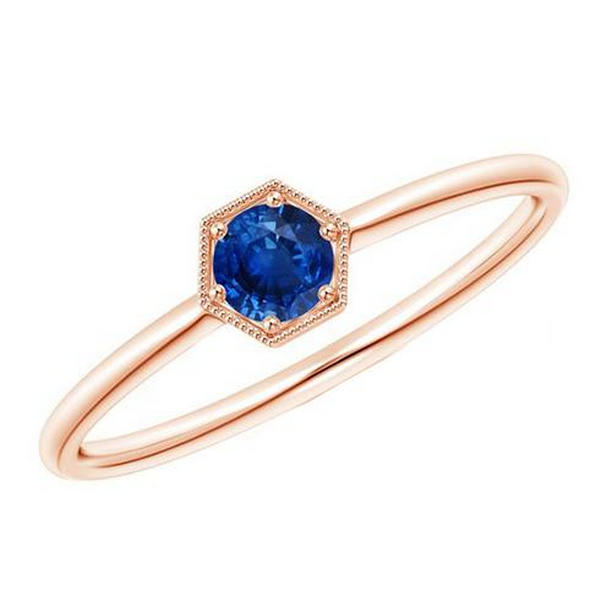 65905 1.50 CT Vintage Style Blue Sapphire Womens Rose Gold Solitaire Ring, Size 6.5 -  Harry Chad Enterprises