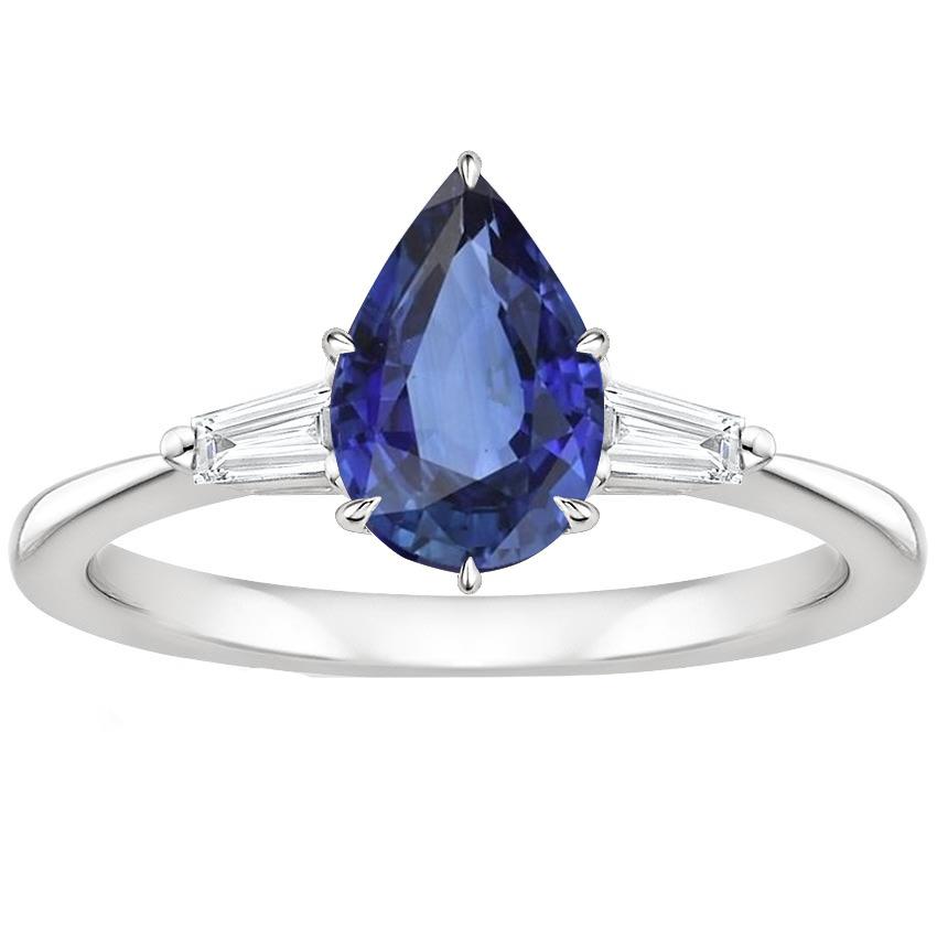 Picture of Harry Chad Enterprises 65909 6.75 CT Womens Pear Blue Sapphire & Baguettes Diamond Ring&#44; Gold - Size 6.5