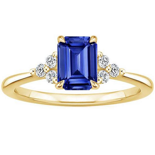 Picture of Harry Chad Enterprises 66336 3.50 CT Floral Style Blue Sapphire & Diamond Engagement Ring&#44; Size 6.5