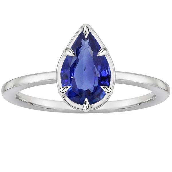 2.50 CT Pear Cut Sri Lankan Sapphire Solitaire Ring, Size 6.5