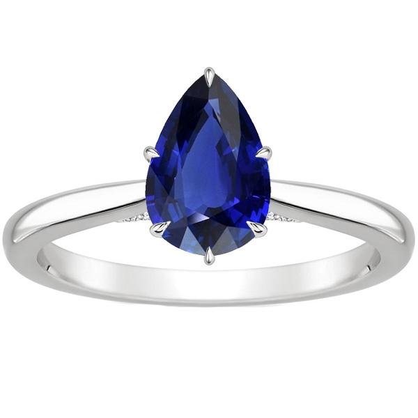 Picture of Harry Chad Enterprises 66388 2.50 CT Solitaire Prong Setting Pear Ceylon Sapphire Ring, Size 6.5