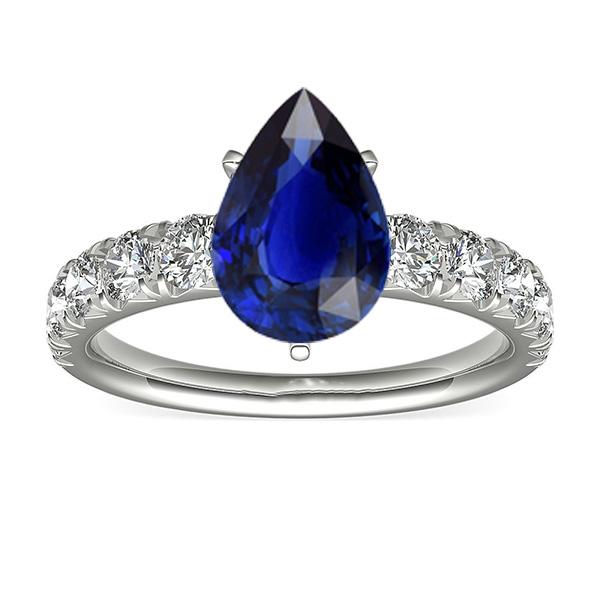 Picture of Harry Chad Enterprises 66869 4.50 CT Round Pear Shaped Sri Lankan Sapphire Diamond Ring&#44; Size 6.5