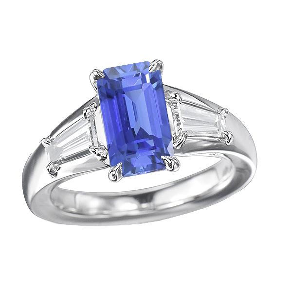 3.50 CT Gemstone Three Stone Emerald Blue Sapphire & Diamond Ring, Size 6.5