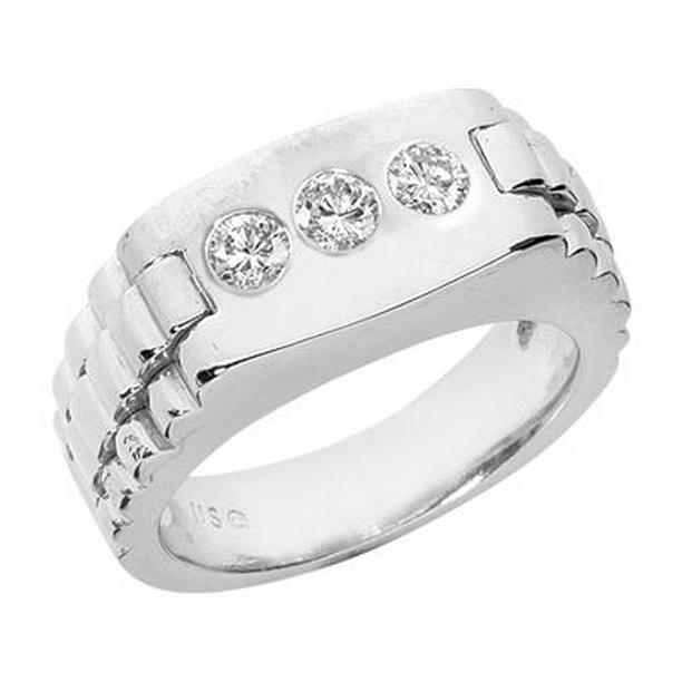 Picture of Harry Chad Enterprises 67339 1.50 CT Round Diamonds Three Stone Mens Ring with Steps&#44; Size 8