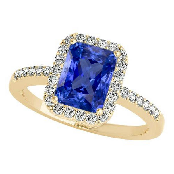 4 CT Yellow Gold Halo Anniversary Ring & Round Diamonds, Size 6.5