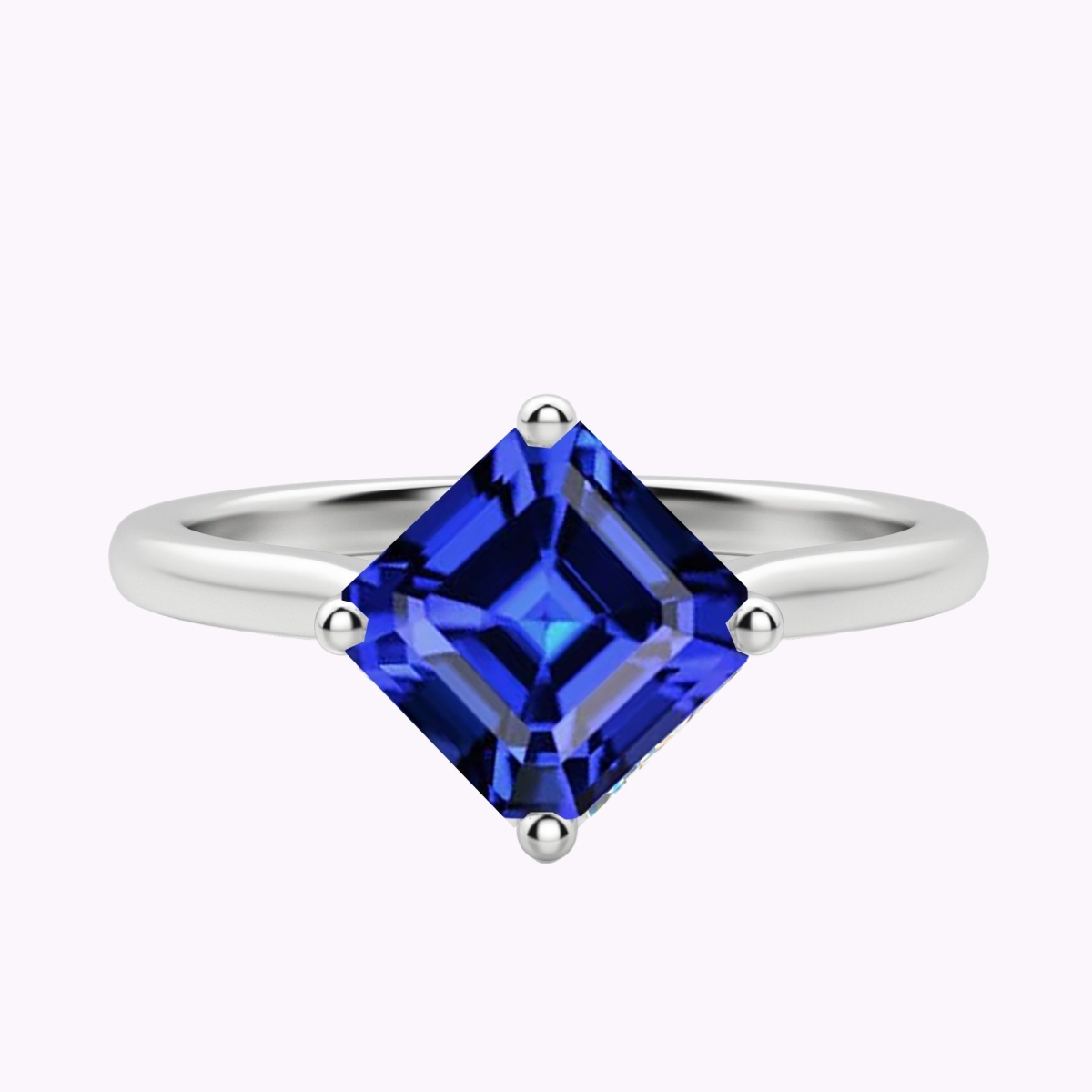 2.50 CT Ladies Asscher Ceylon Sapphire Gemstone Solitaire Ring, Size 6.5