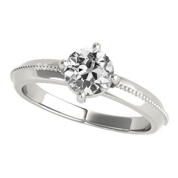 1.50 CT Solitaire Old Mine Cut Diamond 4 Prong Set Engagement Ring, Size 6.5