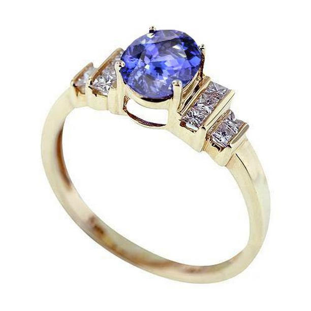 Sparkling Oval Tanzanite Diamonds 3 CT Engagement Ring, Size 6.5