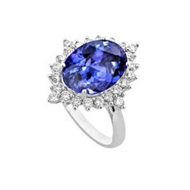 8724 Tanzanite Oval Diamond 8.50 CT Gemstone Engagement Ring, Size 6.5