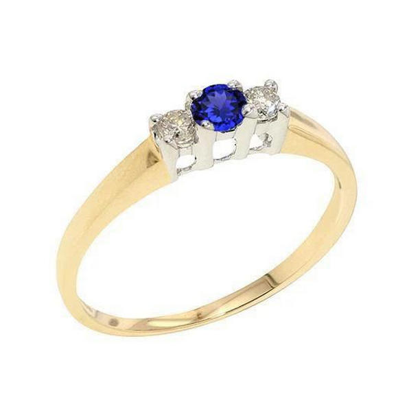 Picture of Harry Chad Enterprises 14 Two Tone 2 CT Round Diamond Tanzanite Engagement Ring&#44; Size 6.5