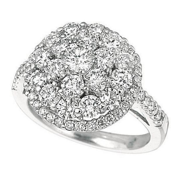 2.59 CT Halo Round Brilliant Diamond Prong Setting Ring, 14K White Gold - Size 6.5