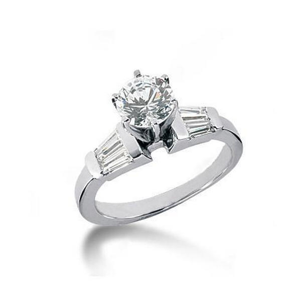 Picture of Harry Chad Enterprises 14317 2.25 CT Round Diamond & Baguette Cut Three Stone Engagement Ring&#44; Size 6.5