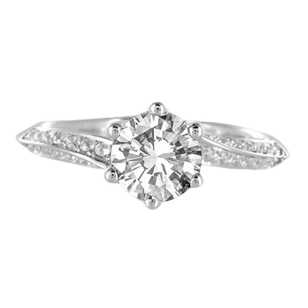 Picture of Harry Chad Enterprises 14546 1.76 CT Round Diamond Solitaire with Accents Engagement Ring, Size 6.5
