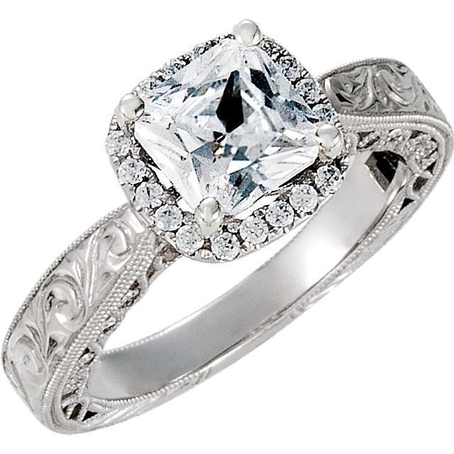 1455 1.71 CT Cushion Diamond Engagement Solid Halo Ring, 14K White Gold - Size 6.5