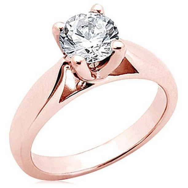 Picture of Harry Chad Enterprises 14568 2.51 CT Rose Gold Diamond Solitaire Engagement Ring&#44; Size 6.5