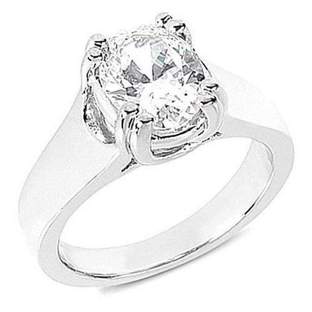 Picture of Harry Chad Enterprises 14610 1.75 CT Solitaire Oval Diamond Engagement Ring&#44; 14K White Gold - Size 6.5