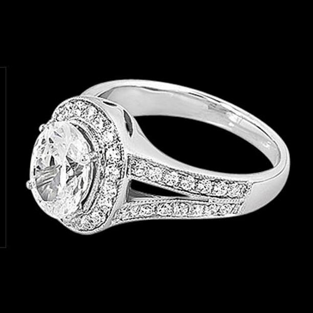Picture of Harry Chad Enterprises 14646 2.01 CT Oval Diamond Split Shank Engagement Ring, Size 6.5