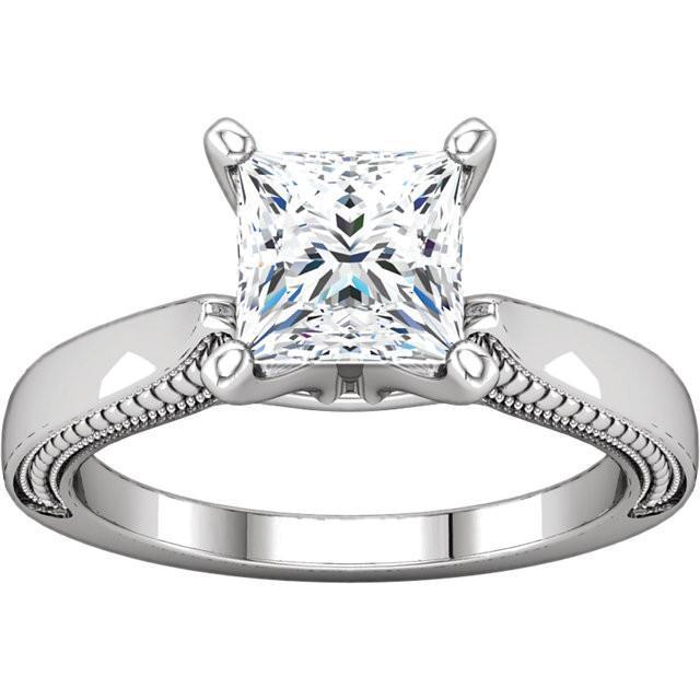 Picture of Harry Chad Enterprises 1469 Vintage Style 2 CT Princess Diamond Solitaire Ring&#44; 14K White Gold - Size 6.5