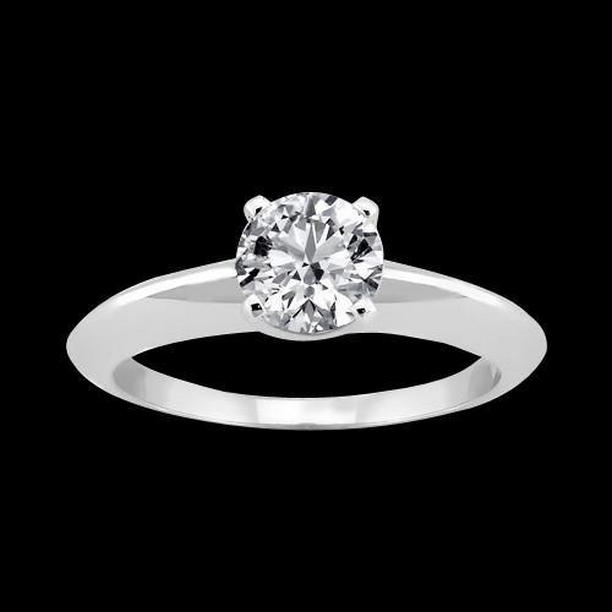 Picture of Harry Chad Enterprises 147 1.50 CT Sparkling Round Diamond Solitaire Ring, 14K White Gold - Size 6.5