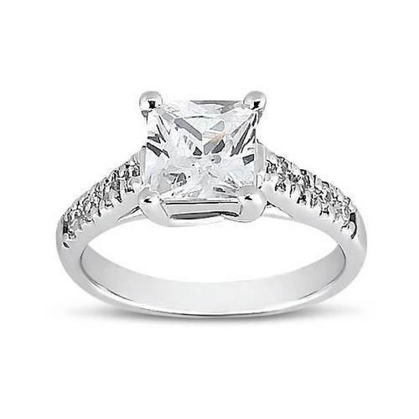 Picture of Harry Chad Enterprises 14801 1.50 CT Princess & Round Diamond Ring with Accents&#44; 14K White Gold - Size 6.5