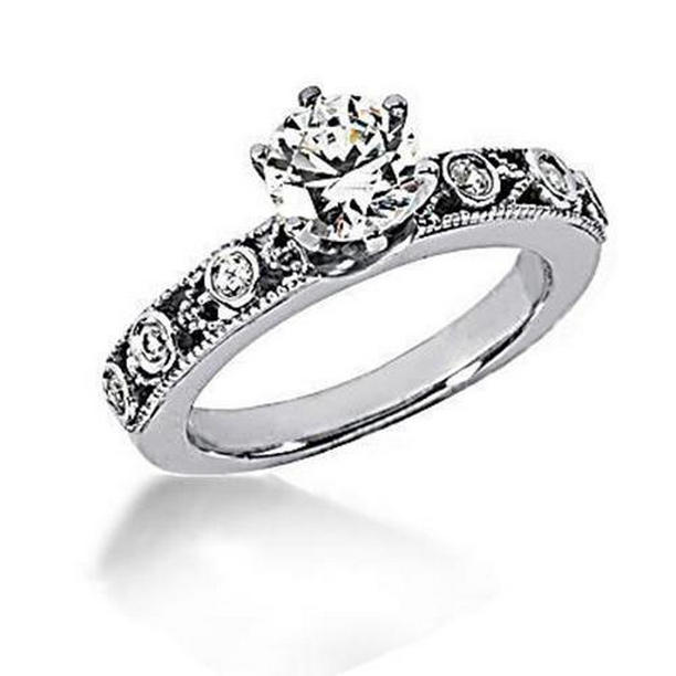 Picture of Harry Chad Enterprises 14832 1.25 CT Round Engagement Antique Style Diamond Ring&#44; Size 6.5