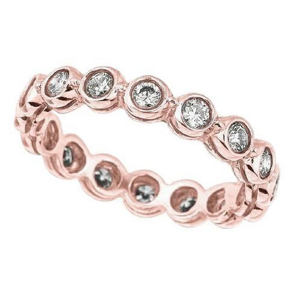 14888 160 CT Rose Gold Diamond Eternity Band Round Bezel Set Size 65