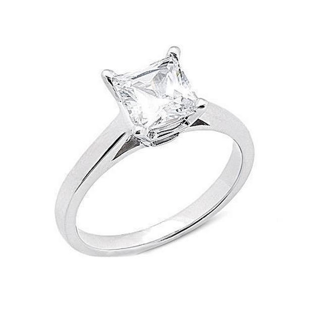 21864 Princess Cut 1 CT Diamond Engagement Ring, 14K White Gold - Size 6.5