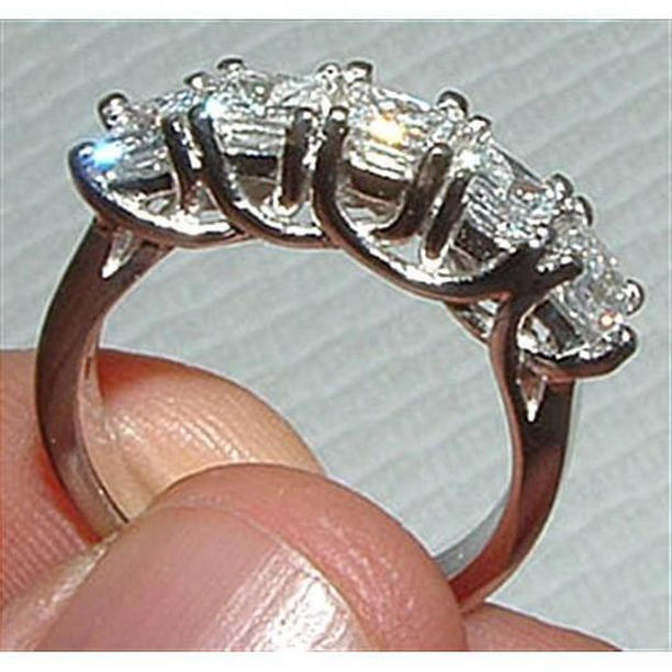 Picture of Harry Chad Enterprises 2187 2.50 CT Five Stone Princess Cut Solid Diamond Ring&#44; White Gold - Size 6.5