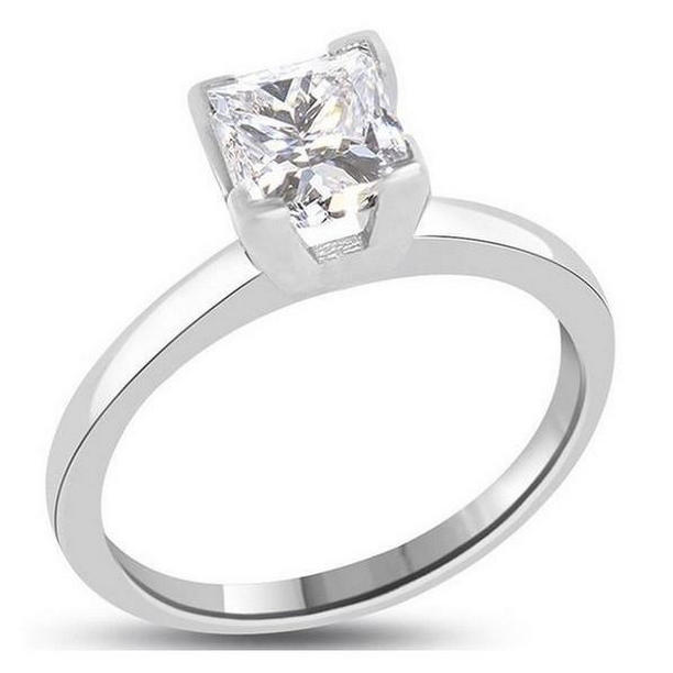 21932 Princess Cut 0.75 CT Diamond Solitaire Ring, 14K White Gold - Size 6.5