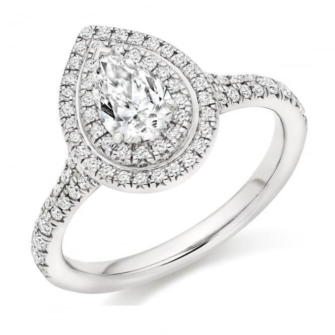 1.78 CT Pear Cut Halo Diamond Engagement Ring, 14K White Gold - Size 6.5
