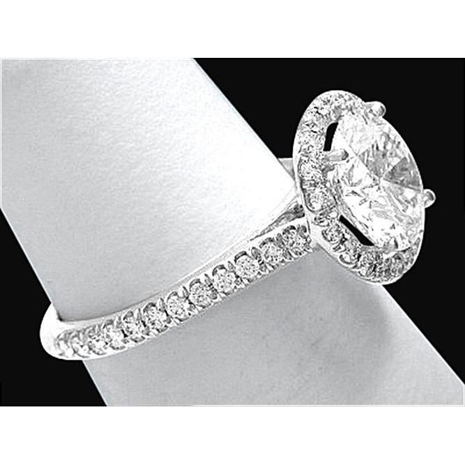 3.01 CT Halo Diamond 14K White Gold Engagement Ring, Size 6.5