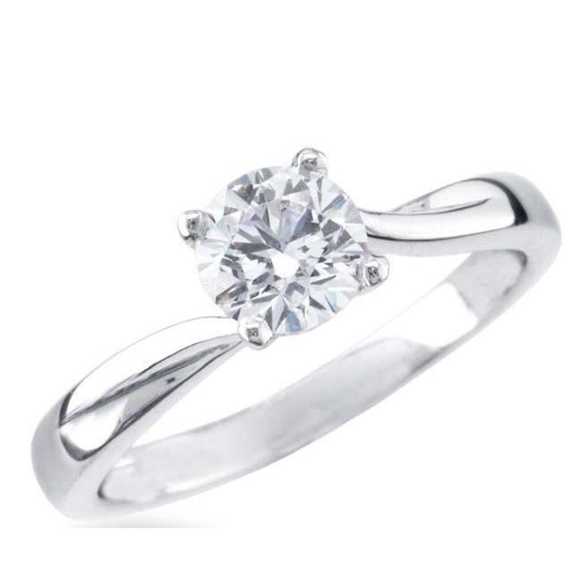 1.50 CT Diamond Engagement Solitaire Ring, 14K White Gold - Size 6.5