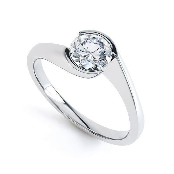 1 CT Solitaire Round Diamond Engagement Ring, 14K White Gold - Size 6.5