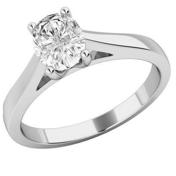 Picture of Harry Chad Enterprises 22209 1 CT Solitaire Oval Diamond Jewelry Engagement Ring, Size 6.5
