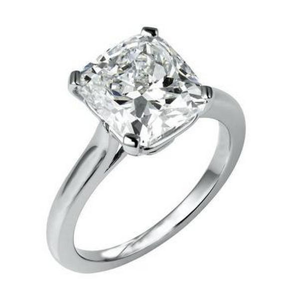 Picture of Harry Chad Enterprises 27679 White Gold Cushion Cut Solitaire 3 CT Diamond Ring&#44; Size 6.5