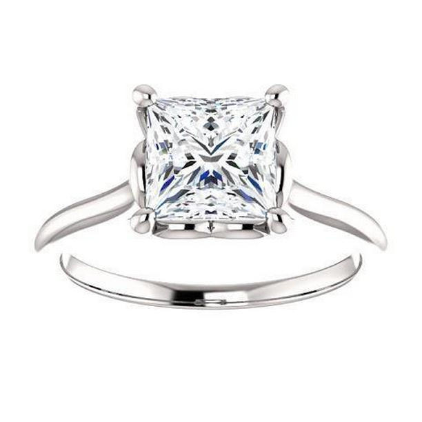 Picture of Harry Chad Enterprises 27769 Solitaire Princess Cut 1 CT 14K White Gold Diamond Ring&#44; Size 6.5