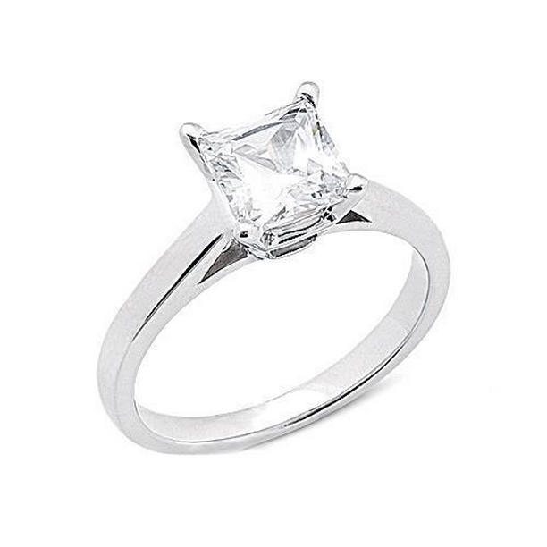 Picture of Harry Chad Enterprises 27819 14K White Gold Princess Cut 2.01 CT Diamond Solitaire Ring&#44; Size 6.5