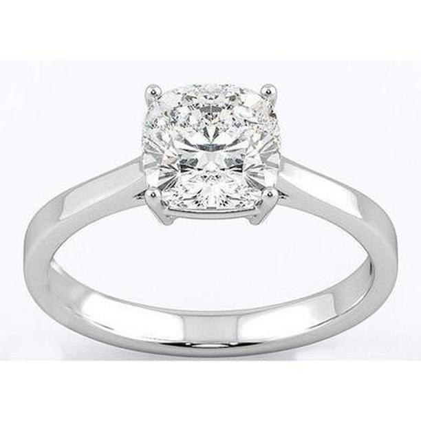 Picture of Harry Chad Enterprises 28015 3 CT Cushion Diamond Solitaire Engagement Ring&#44; 14K White Gold - Size 6.5
