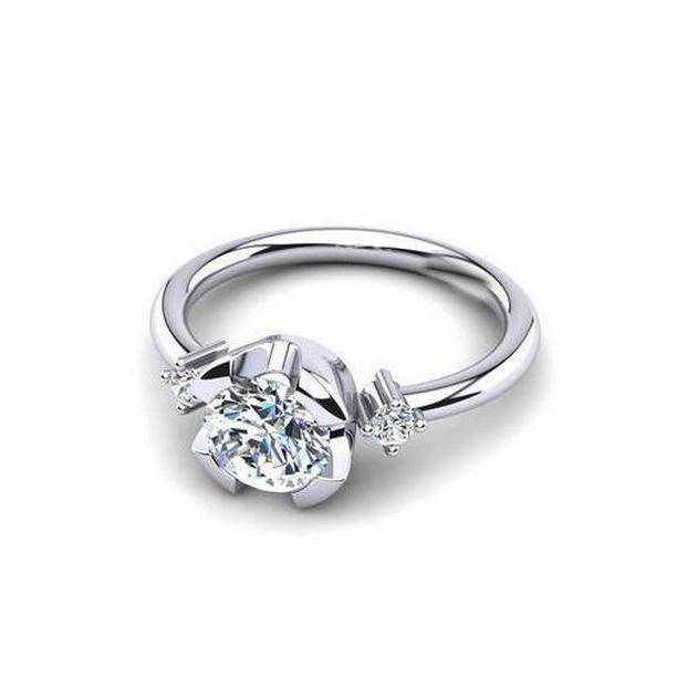 Picture of Harry Chad Enterprises 28148 Round Cut Three Stone 1.75 CT Diamonds Engagement Ring, Size 6.5