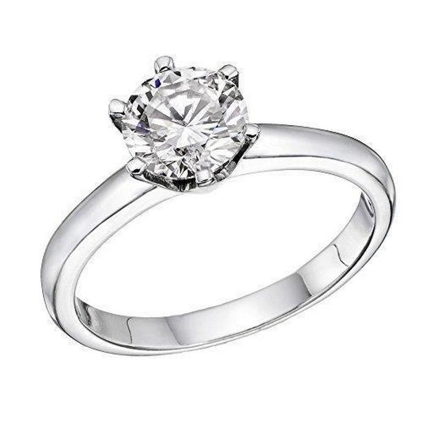 Picture of Harry Chad Enterprises 28183 1 CT Round Solitaire Diamond Engagement Ring&#44; 14K White Gold - Size 6.5