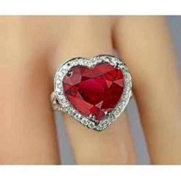 Picture of Harry Chad Enterprises 28358 7.25 CT 14K Gold Nice Red Ruby with Diamond Gemstone Ring&#44; Size 6.5