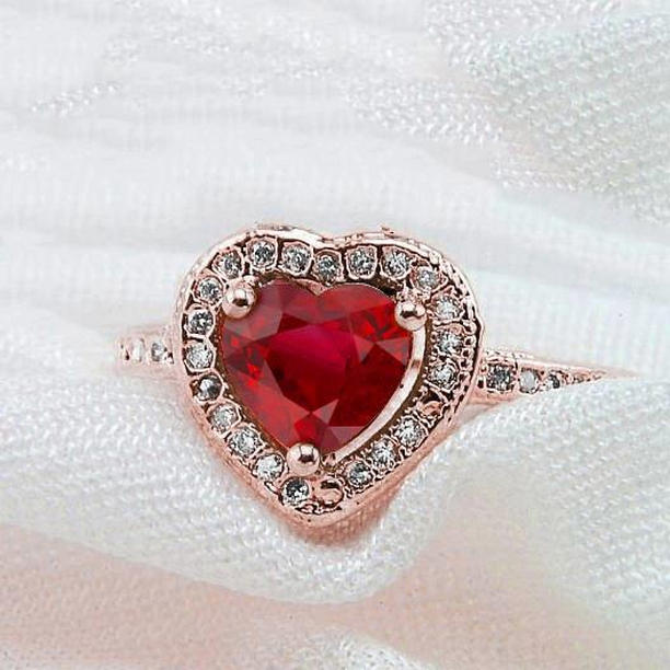Picture of Harry Chad Enterprises 33410 8.5 CT Red AAA Ruby with Diamond Ring&#44; 14K Rose Gold - Size 6.5