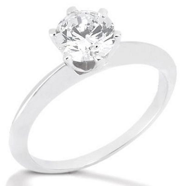 1.50 CT Round Diamond White Gold Solitaire Ring, Size 6.5