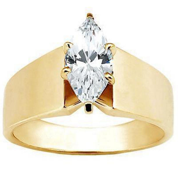 Picture of Harry Chad Enterprises 33703 Marquise 1.50 CT Diamond Solitaire Engagement Ring&#44; Yellow Gold - Size 6.5