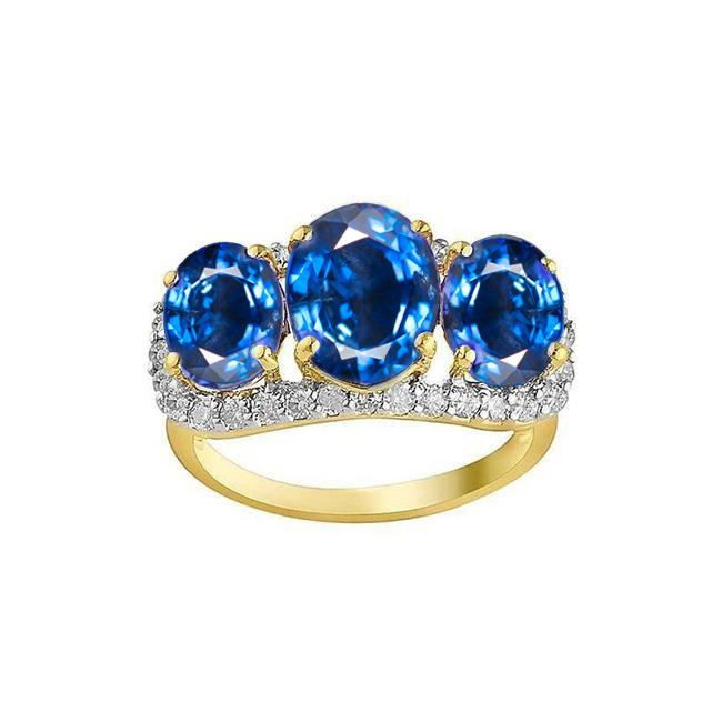 Picture of Harry Chad Enterprises 33871 Sri Lanka Blue Sapphire Round Diamonds 6 CT Ring&#44; Size 6.5