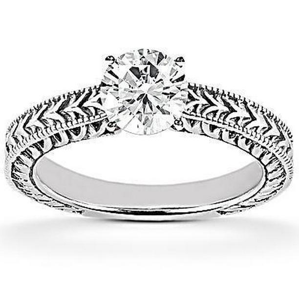 Picture of Harry Chad Enterprises 34070 1.50 CT Solitaire Round Diamond Engagement Ring, 14K White Gold - Size 6.5