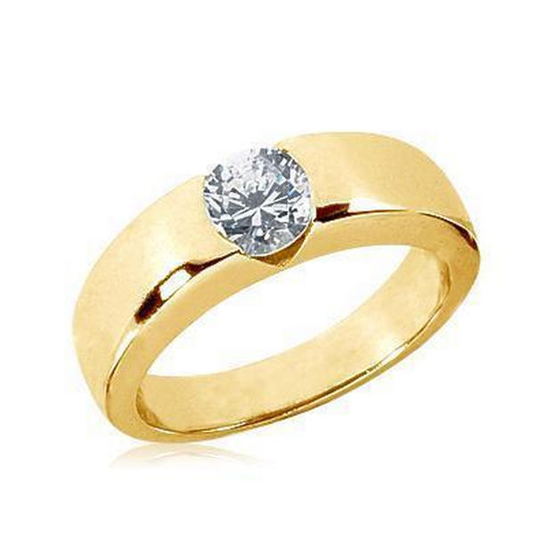 Picture of Harry Chad Enterprises 34113 1.25 CT Round Brilliant Diamond Solitaire Gold Gents Engagement Ring&#44; Size 8