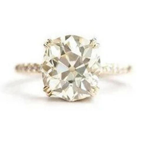 Picture of Harry Chad Enterprises 38436 3 CT Solitaire Cushion Cut Old Mine Engagement Ring&#44; 14K Yellow Gold - Size 6.5