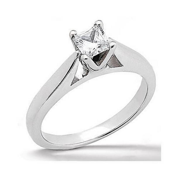 Picture of Harry Chad Enterprises 387 0.75 CT Princess Diamond Solitaire Engagement Ring, 14K White Gold - Size 6.5