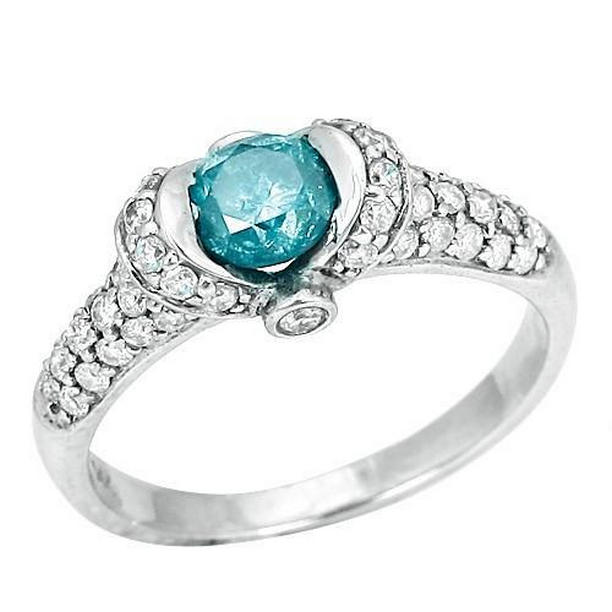 Picture of Harry Chad Enterprises 38730 14K White Gold 1.25 CT Blue Diamond Fancy Gemstone Ring&#44; Size 6.5